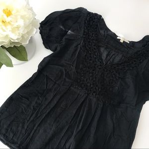 Marty M Crochet Cap Sleeve Blouse